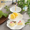 Platos de pastel blanco y Servidor de postres / Cerámica 3 Placas de grano / Servilleta de grano de porcelana